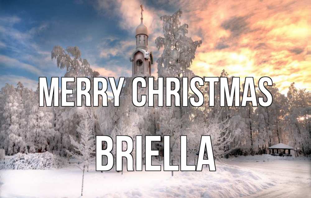 Greetings card с именем, Briella Merry Christmas лес, зима 2 Greetings with text for free download 