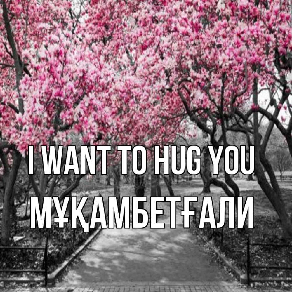 Greetings card с именем, Мұқамбетғали I want to hug you обработанное фото Greetings with text for free download 