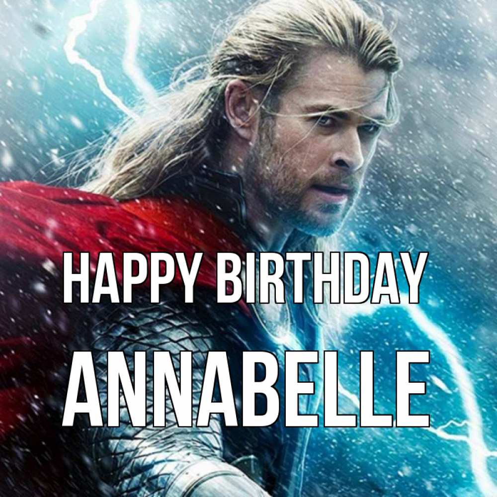 Greetings card с именем, Annabelle Happy Birthday марвел боги Greetings with text for free download 