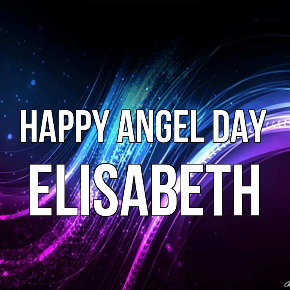 Greetings card с именем, Elisabeth happy angel day фиолетовый фон Greetings with text for free download 