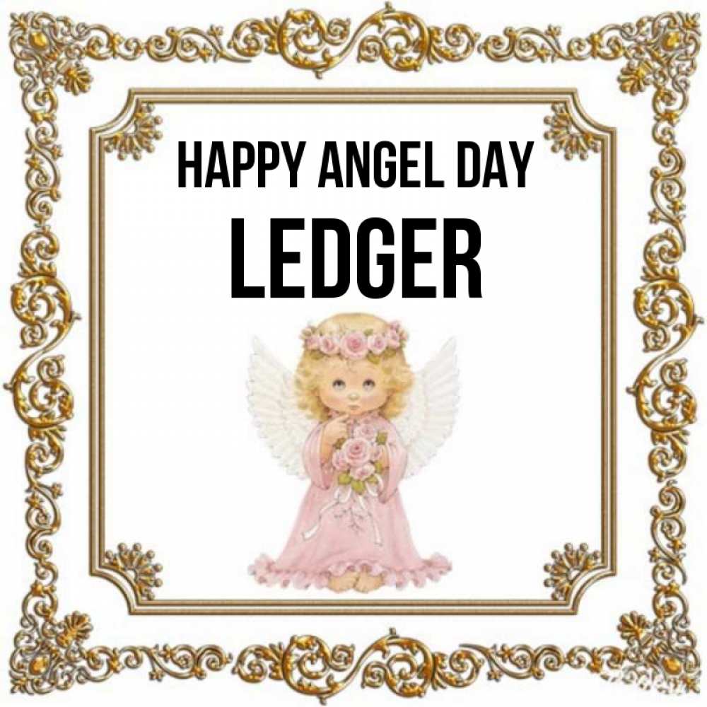 Greetings card с именем, Ledger happy angel day девочка ангел с крыльями и цветами в розовом платье Greetings with text for free download 