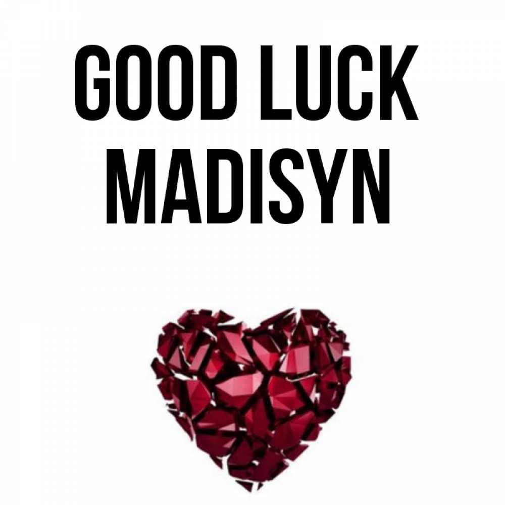 Greetings card с именем, Madisyn Good luck бордовое из кристаллов  1 Greetings with text for free download 