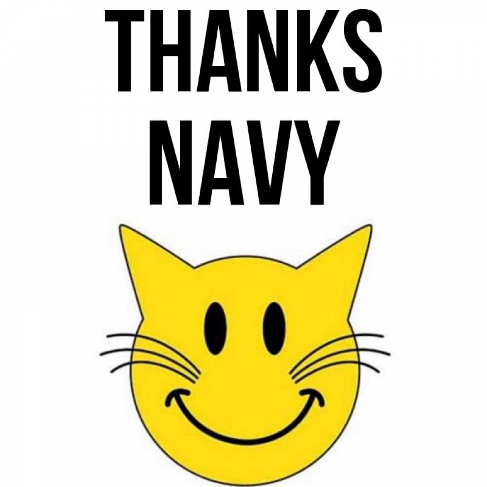 Greetings card с именем, Navy Thanks улыбающийся смайл кот Greetings with text for free download 