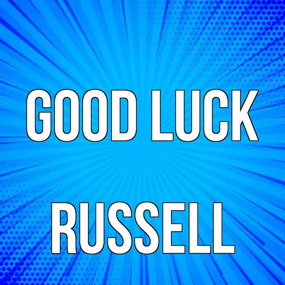 Greetings card с именем, Russell Good luck на удачу Greetings with text for free download 