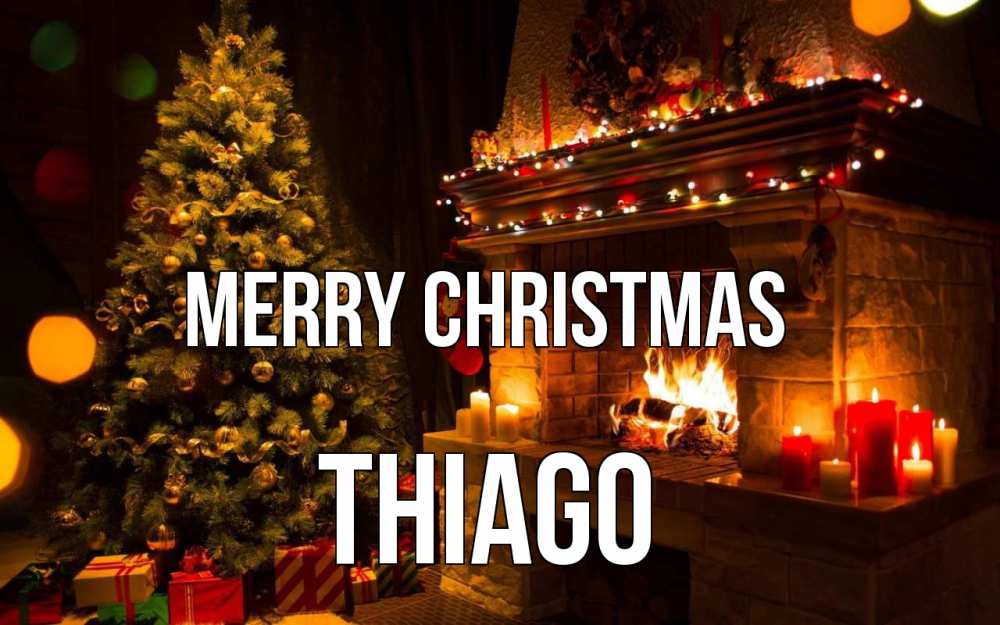 Greetings card с именем, Thiago Merry Christmas новый год Greetings with text for free download 