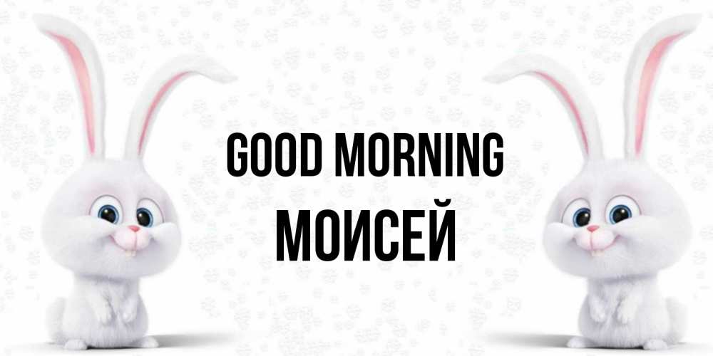 Greetings card с именем, Моисей Good morning кролики с длинными ушками Greetings with text for free download 