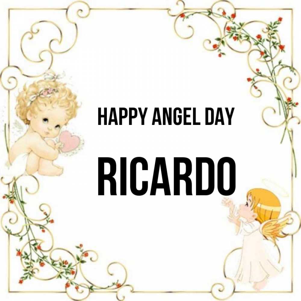 Greetings card с именем, Ricardo happy angel day ангелы желают прекрасных именин Greetings with text for free download 