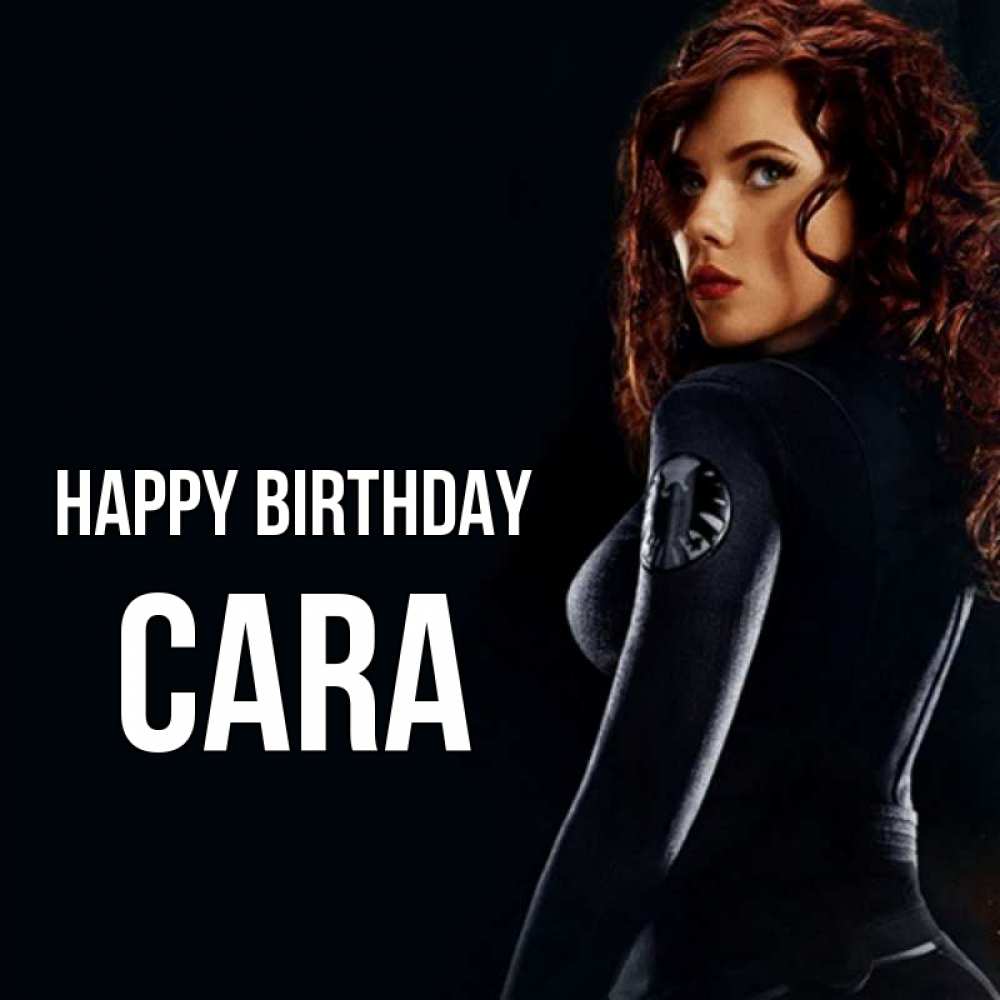 Greetings card с именем, Cara Happy Birthday Марвел черная вдова Greetings with text for free download 