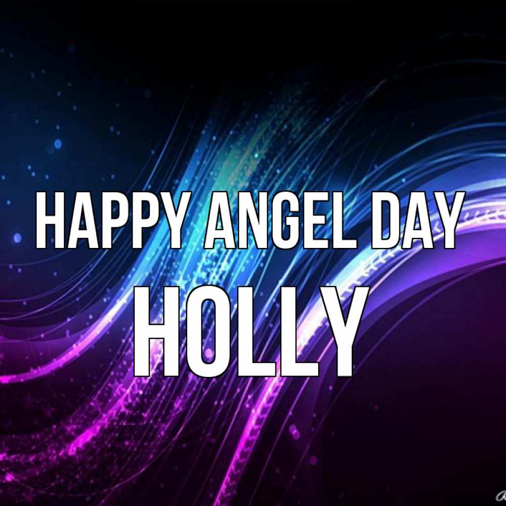 Greetings card с именем, Holly happy angel day фиолетовый фон Greetings with text for free download 