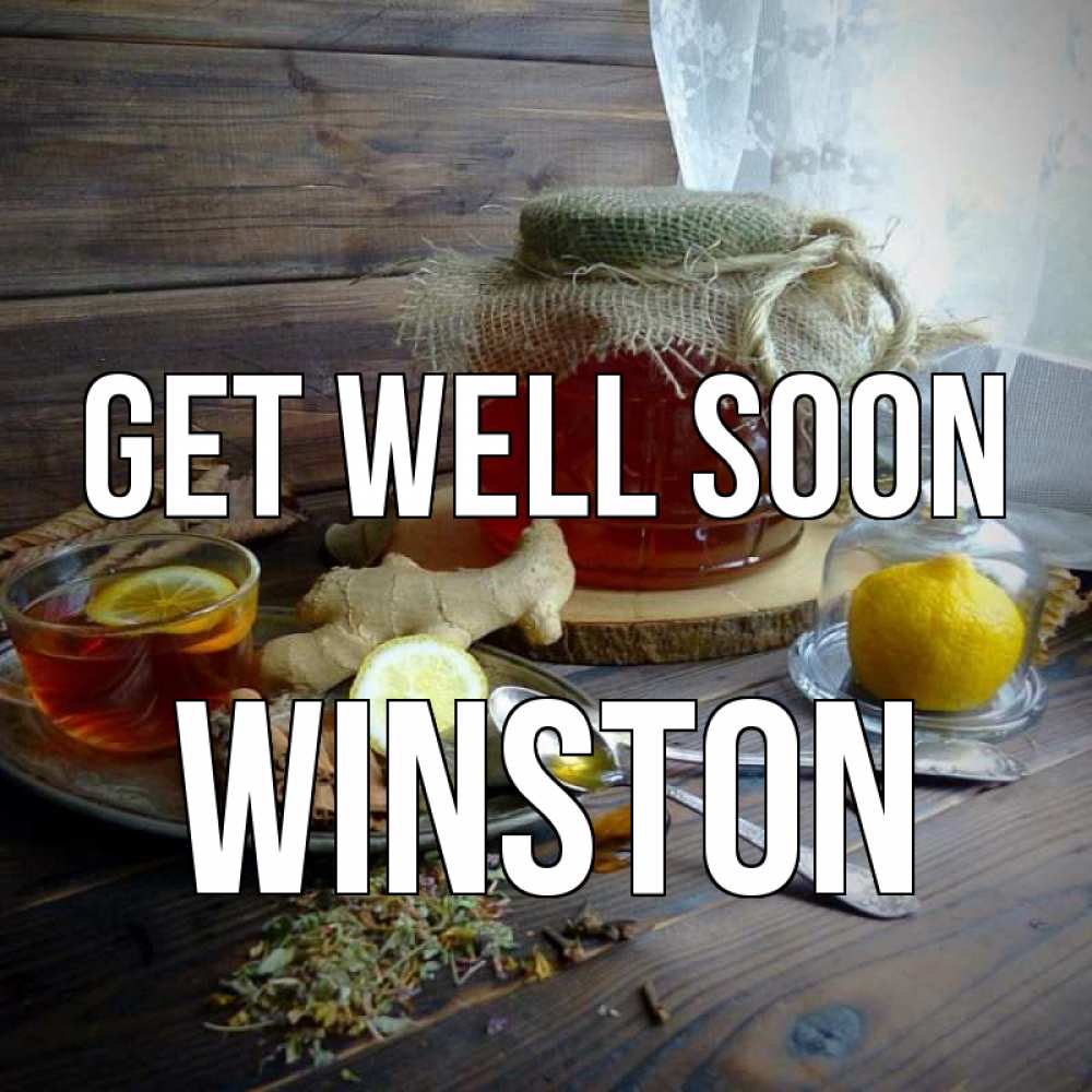 Greetings card с именем, Winston Get well soon банка с медом Greetings with text for free download 