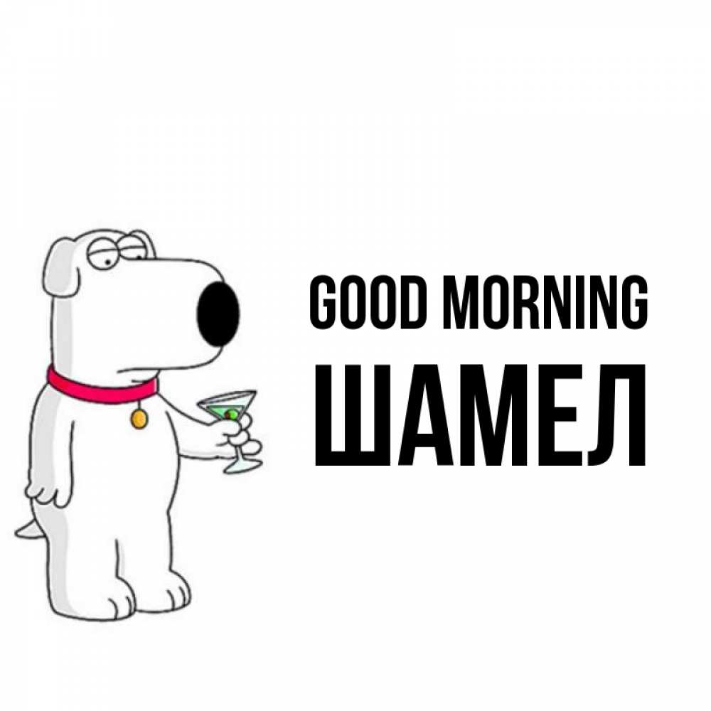 Greetings card с именем, ШАМЕЛ Good morning герои мультфильмов белый пес Greetings with text for free download 