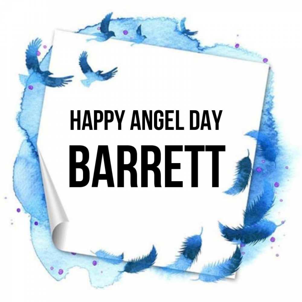Greetings card с именем, Barrett happy angel day красивые птицы летят Greetings with text for free download 