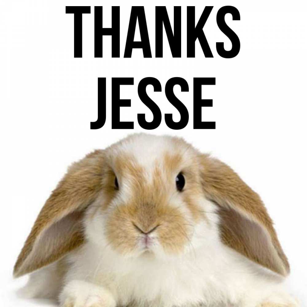 Greetings card с именем, Jesse Thanks коричнево белый заяц Greetings with text for free download 