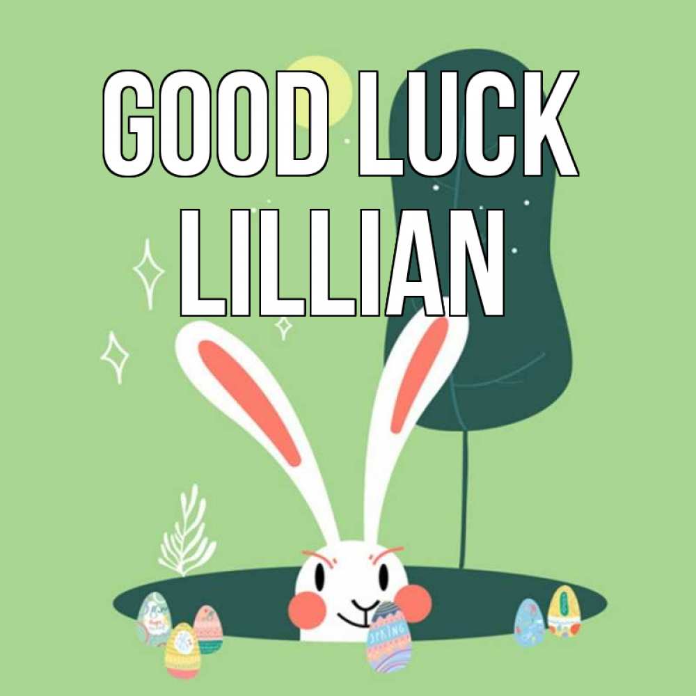 Greetings card с именем, Lillian Good luck заяц Greetings with text for free download 