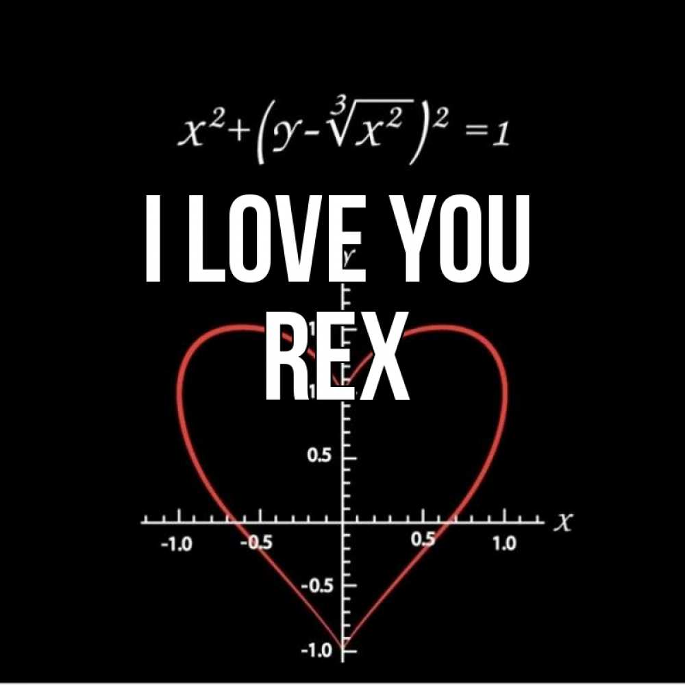 Greetings card с именем, Rex I love you сердечная формула Greetings with text for free download 