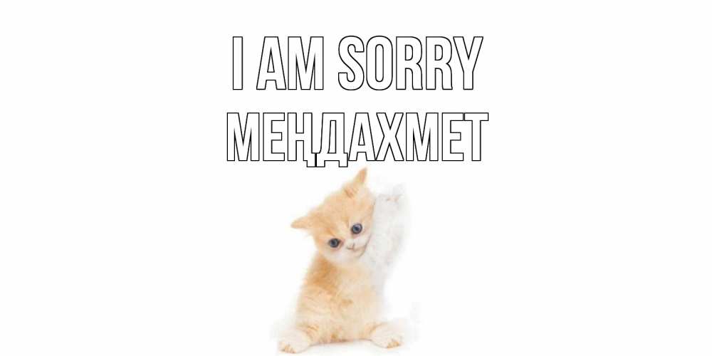 Greetings card с именем, МЕҢДАХМЕТ I am sorry кот Greetings with text for free download 