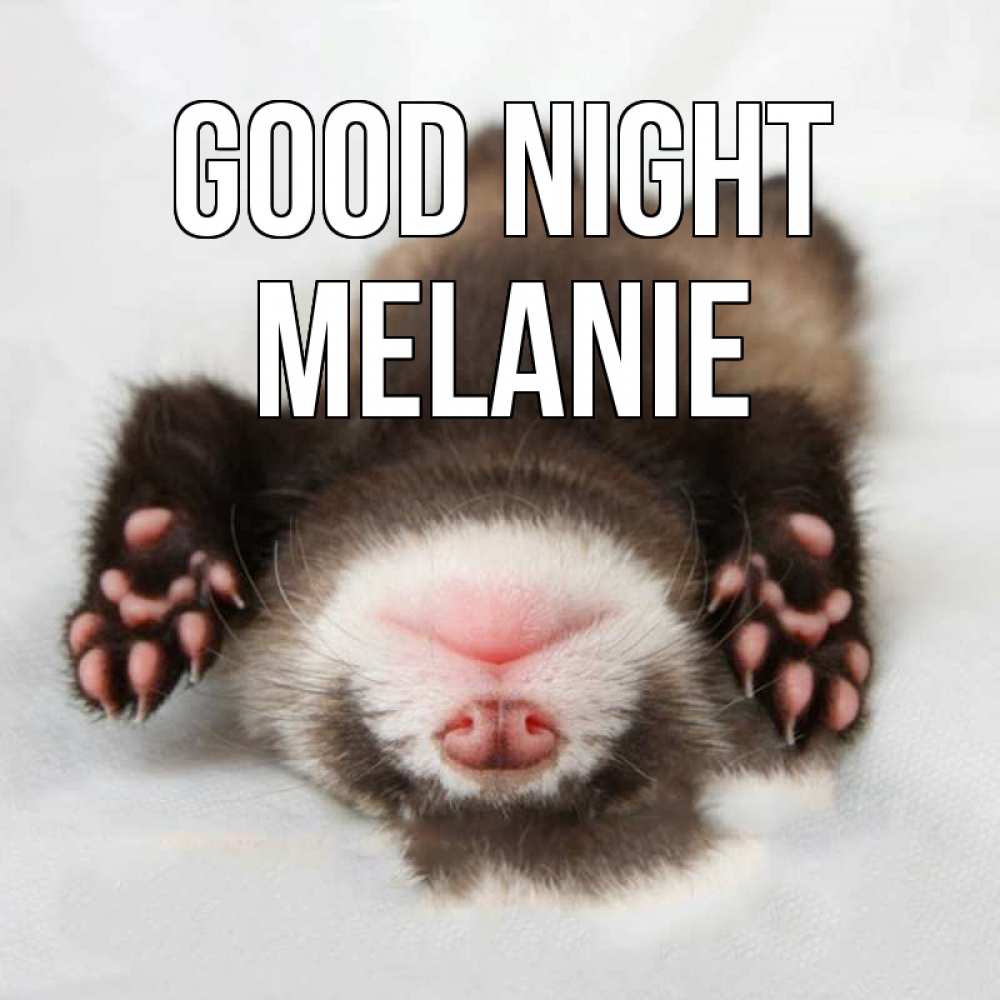 Greetings card с именем, Melanie Good night зверек Greetings with text for free download 