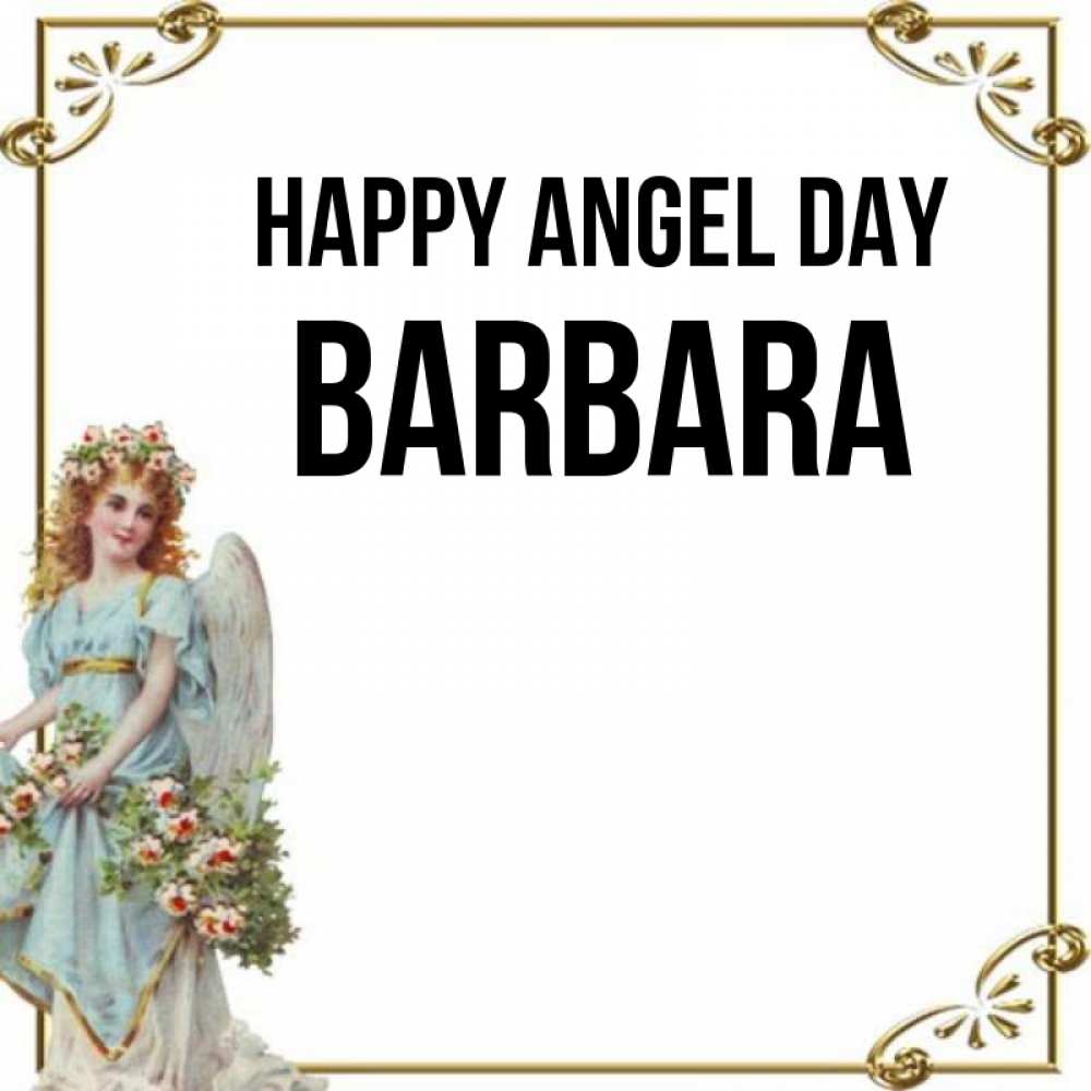 Greetings card с именем, Barbara happy angel day с именинами от девушки ангела Greetings with text for free download 