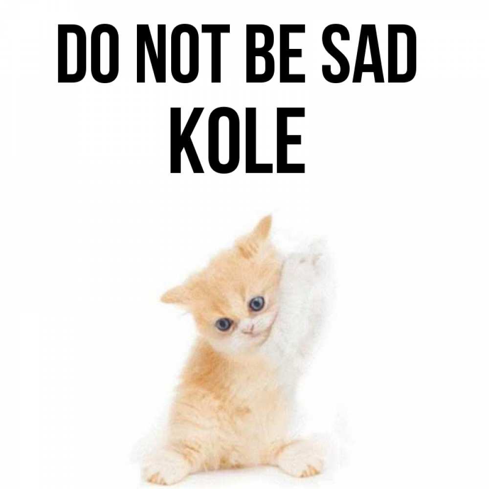 Greetings card с именем, Kole Do not be sad просящий кот Greetings with text for free download 