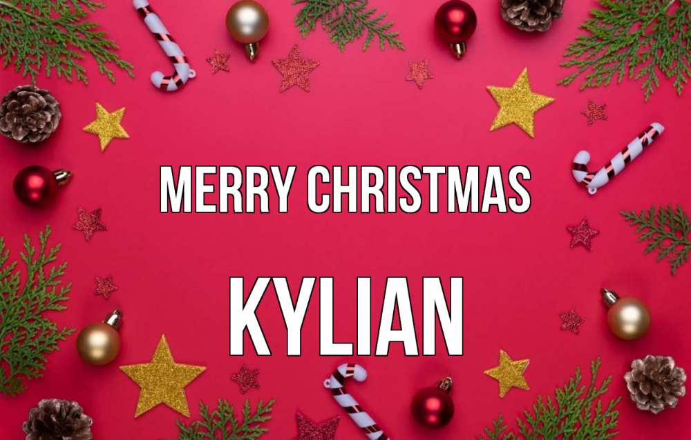 Greetings card с именем, Kylian Merry Christmas с рождеством Greetings with text for free download 