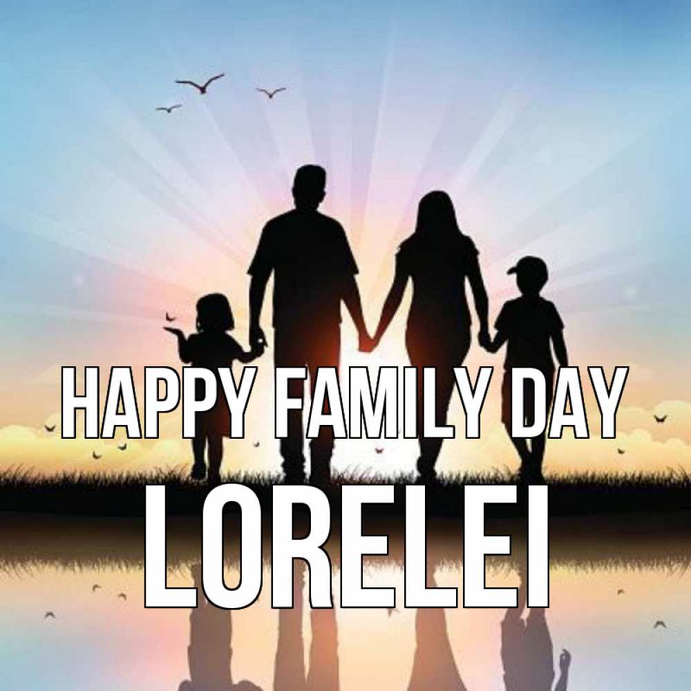 Greetings card с именем, Lorelei happy family day сын, дочка, мама, папа, море , закат Greetings with text for free download 