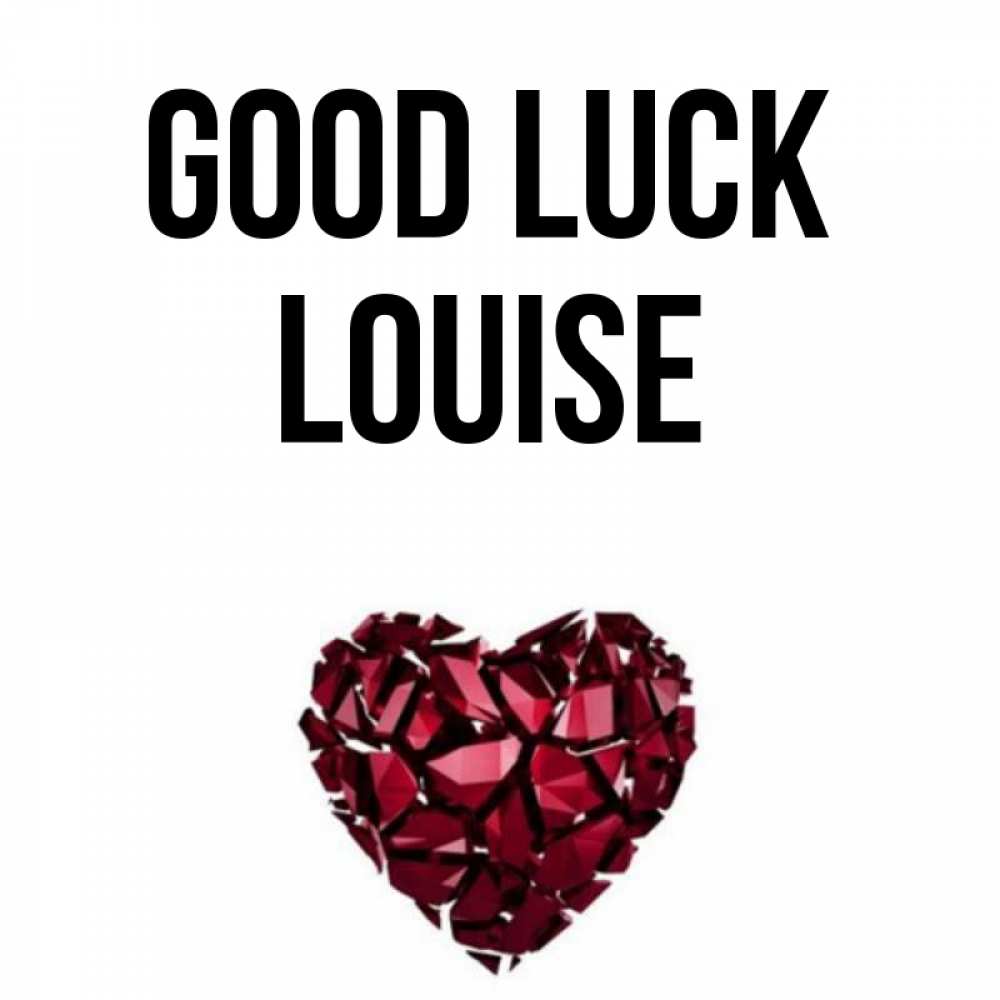 Greetings card с именем, Louise Good luck бордовое из кристаллов  1 Greetings with text for free download 
