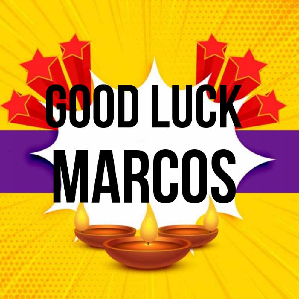 Greetings card с именем, Marcos Good luck векторное изображение Greetings with text for free download 