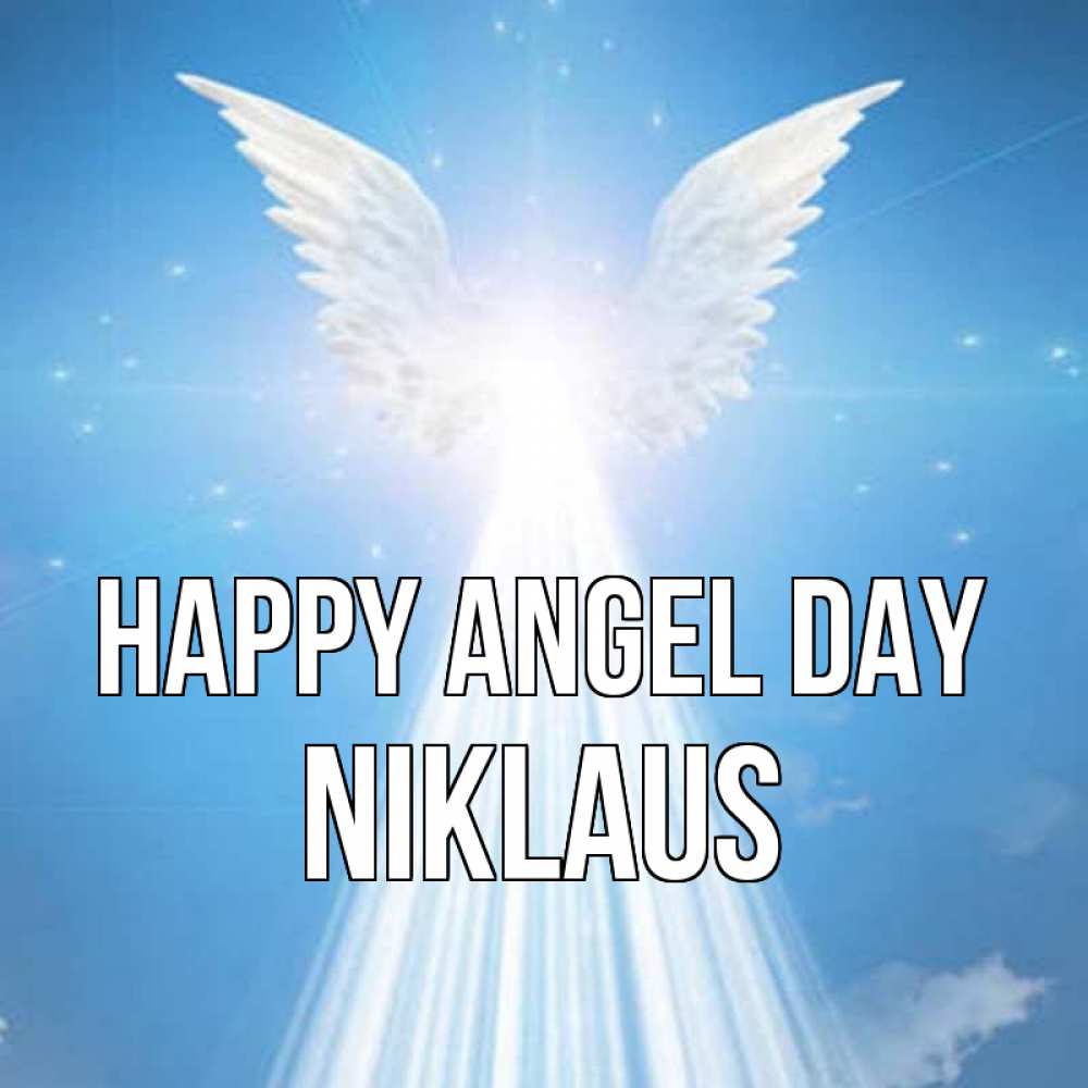 Greetings card с именем, Niklaus happy angel day поток света Greetings with text for free download 