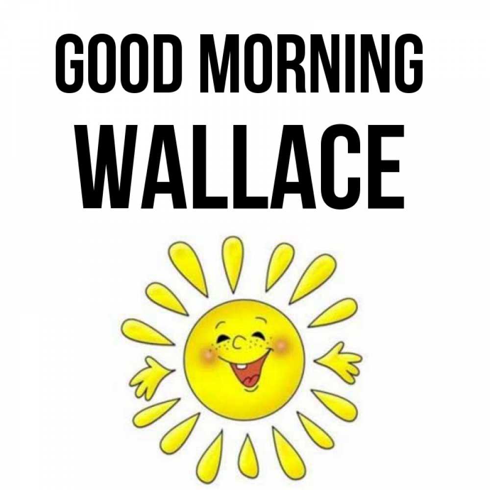 Greetings card с именем, Wallace Good morning улыбка Greetings with text for free download 