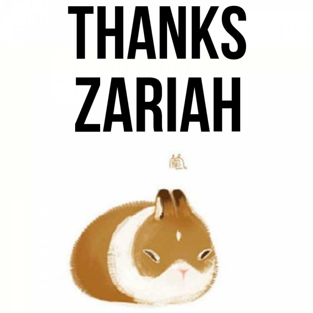 Greetings card с именем, Zariah Thanks коричнево белый домашний питомец Greetings with text for free download 