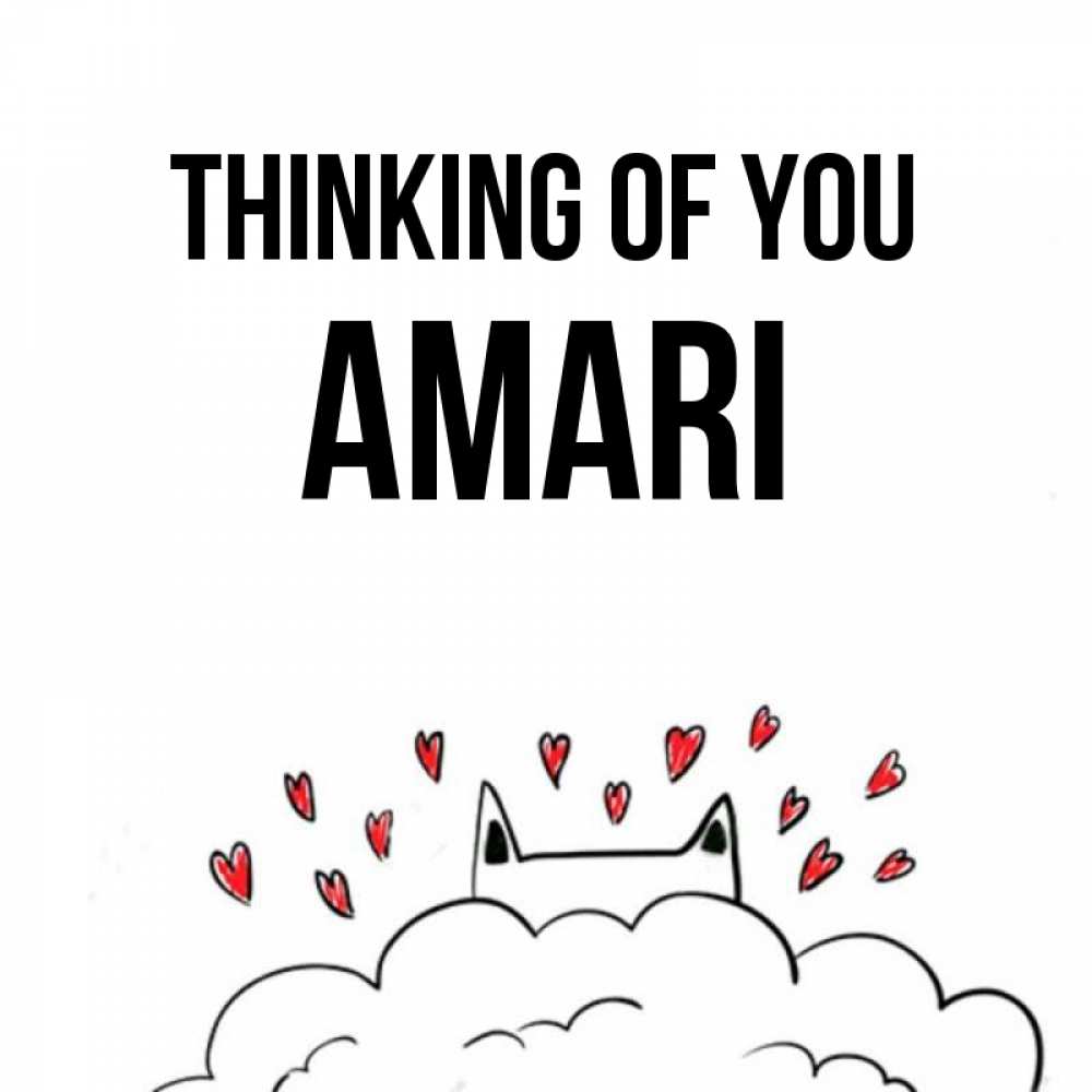 Greetings card с именем, Amari Thinking of you кот за облаком Greetings with text for free download 