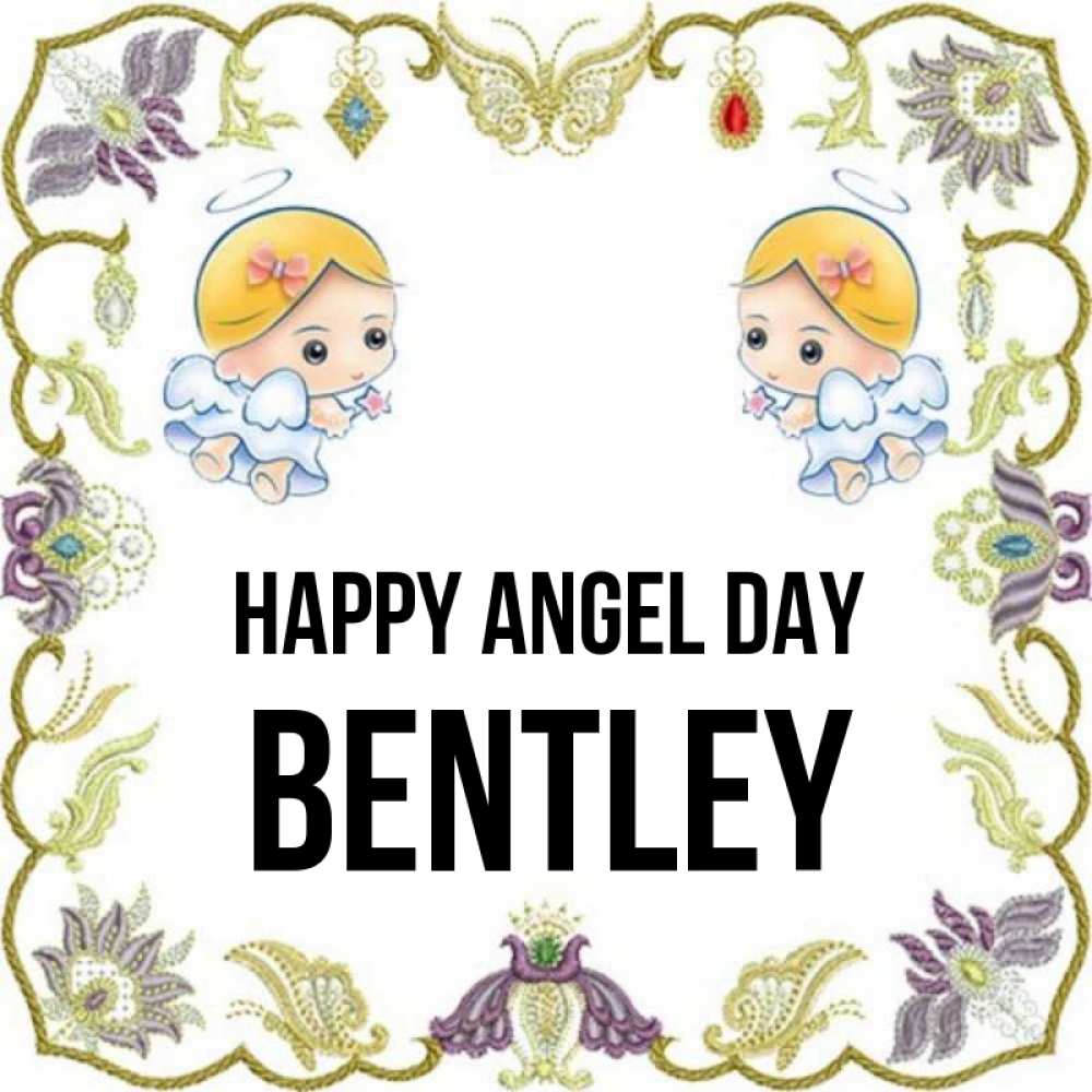 Greetings card с именем, Bentley happy angel day маленькие ангелы с крылышками Greetings with text for free download 