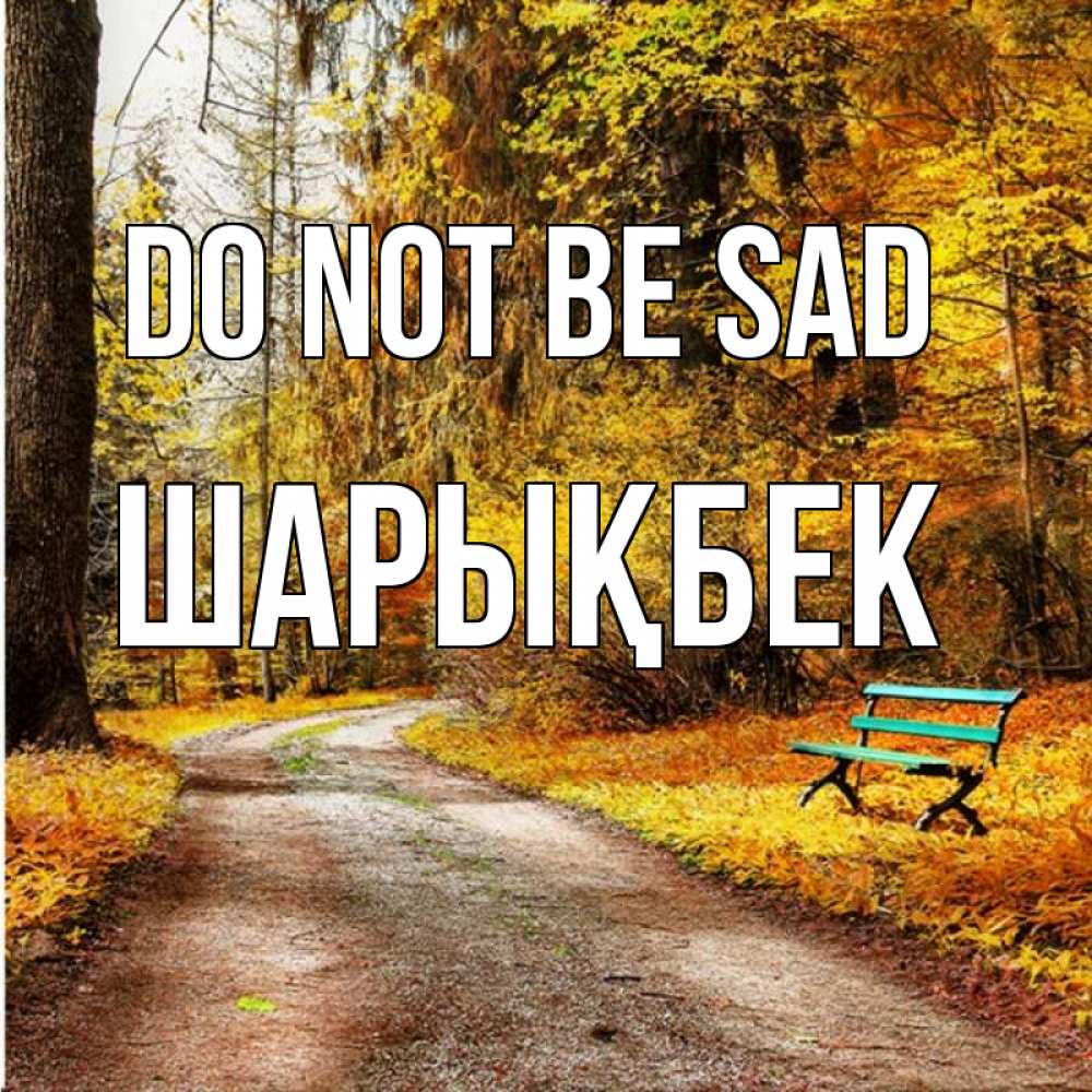 Greetings card с именем, ШАРЫҚБЕК Do not be sad зеленая лавочка Greetings with text for free download 