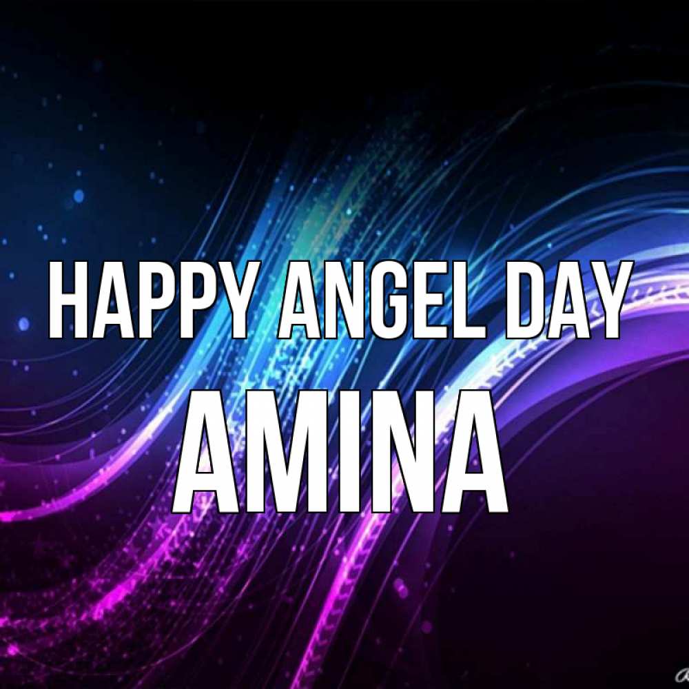 Greetings card с именем, Amina happy angel day фиолетовый фон Greetings with text for free download 