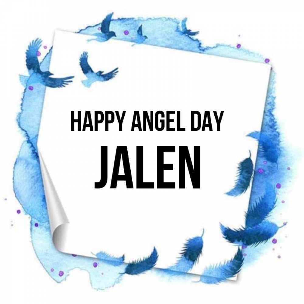 Greetings card с именем, Jalen happy angel day красивые птицы летят Greetings with text for free download 