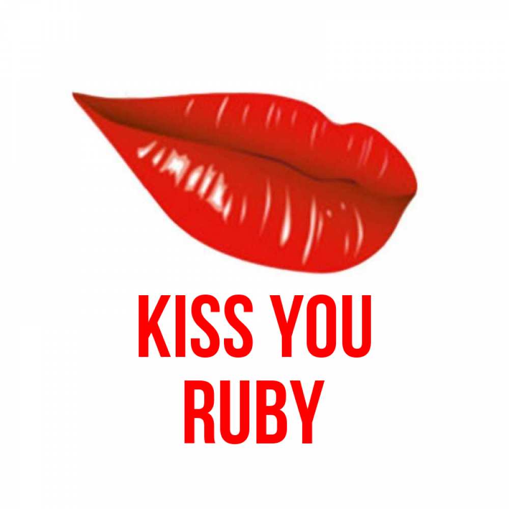 Greetings card с именем, Ruby Kiss you губы на открытке Greetings with text for free download 