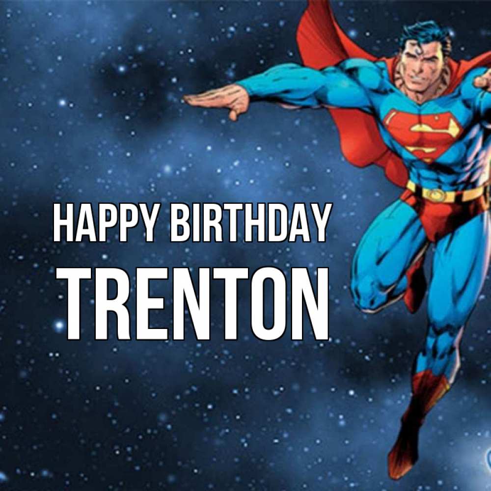 Greetings card с именем, Trenton Happy Birthday супергерой Greetings with text for free download 