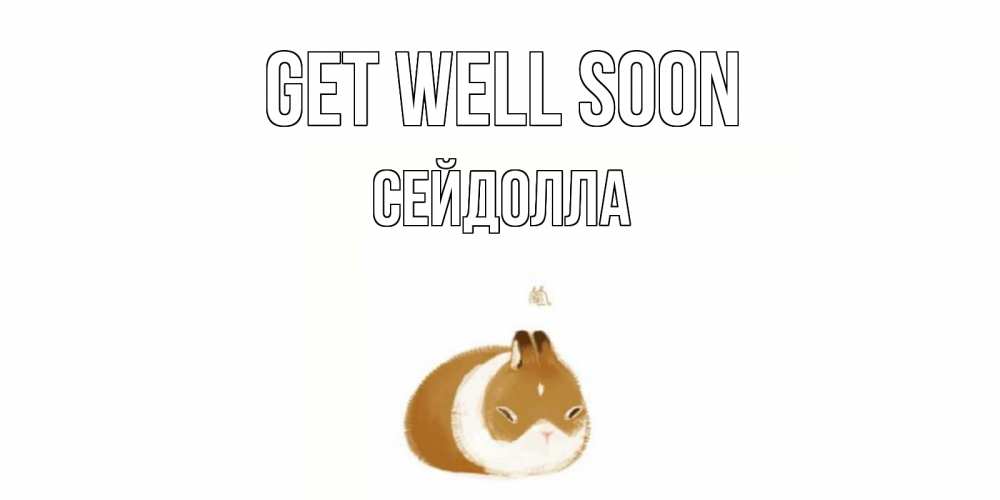 Greetings card с именем, СЕЙДОЛЛА Get well soon морская свинка на открытке с пожеланиями не болеть Greetings with text for free download 