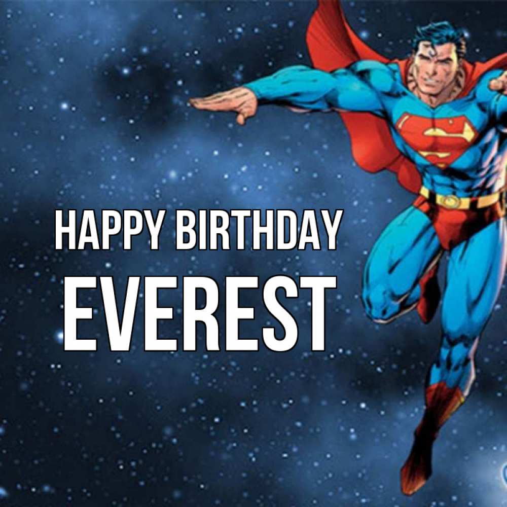 Greetings card с именем, Everest Happy Birthday супергерой Greetings with text for free download 