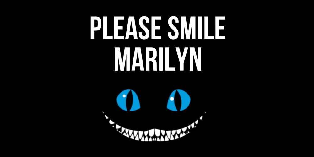 Greetings card с именем, Marilyn Please smile кот улыбается Greetings with text for free download 