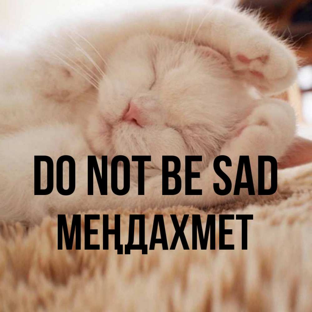 Greetings card с именем, МЕҢДАХМЕТ Do not be sad Котенок спит Greetings with text for free download 