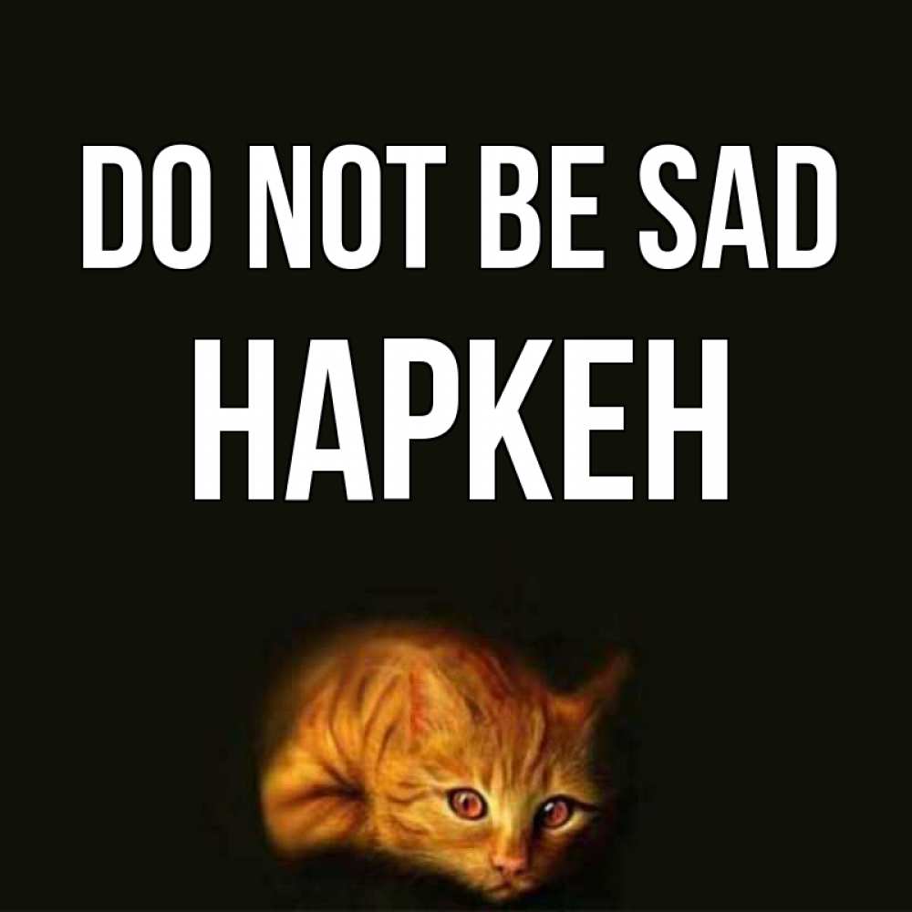 Greetings card с именем, Наркен Do not be sad лежащий кот в темноте Greetings with text for free download 