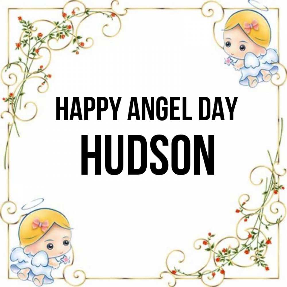 Greetings card с именем, Hudson happy angel day девочки ангелы Greetings with text for free download 