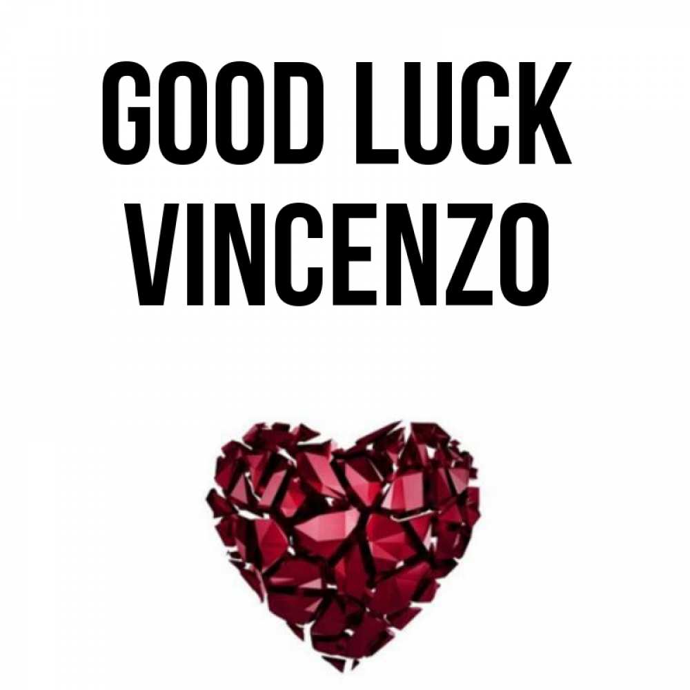 Greetings card с именем, Vincenzo Good luck бордовое из кристаллов  1 Greetings with text for free download 
