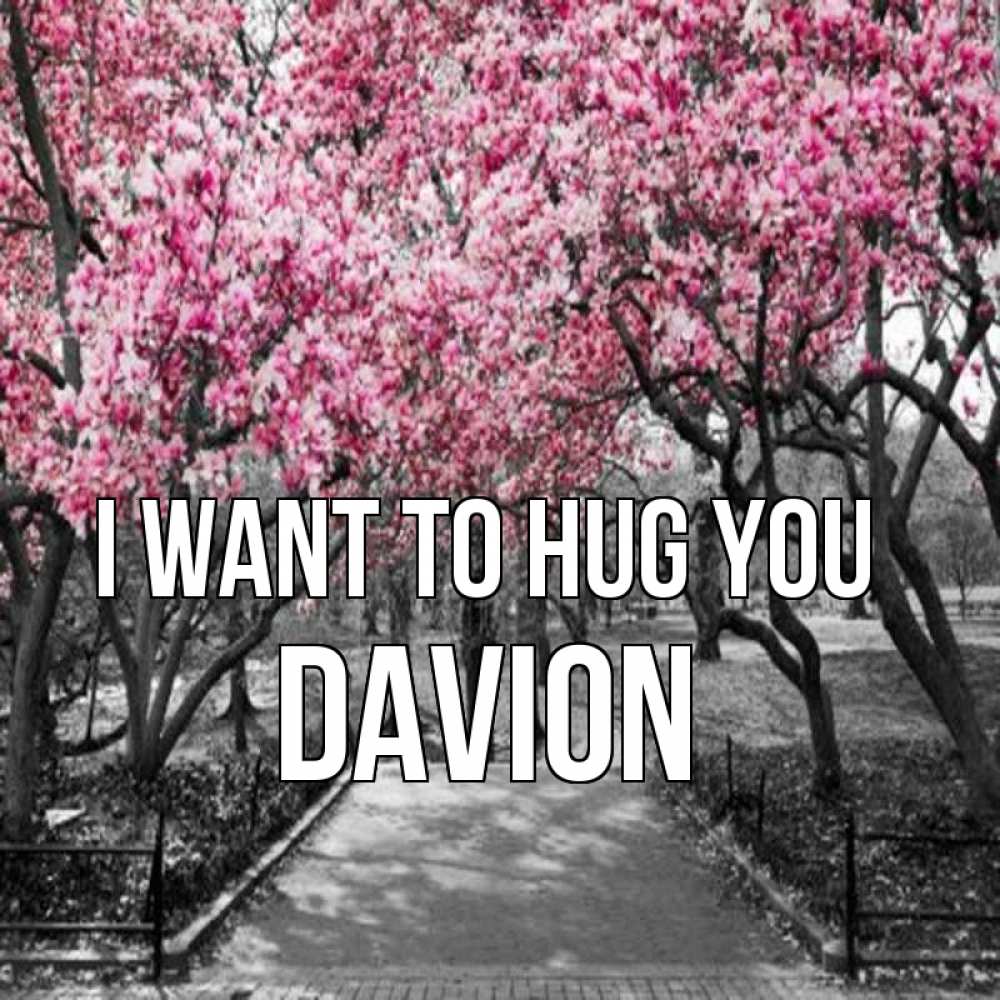 Greetings card с именем, Davion I want to hug you обработанное фото Greetings with text for free download 