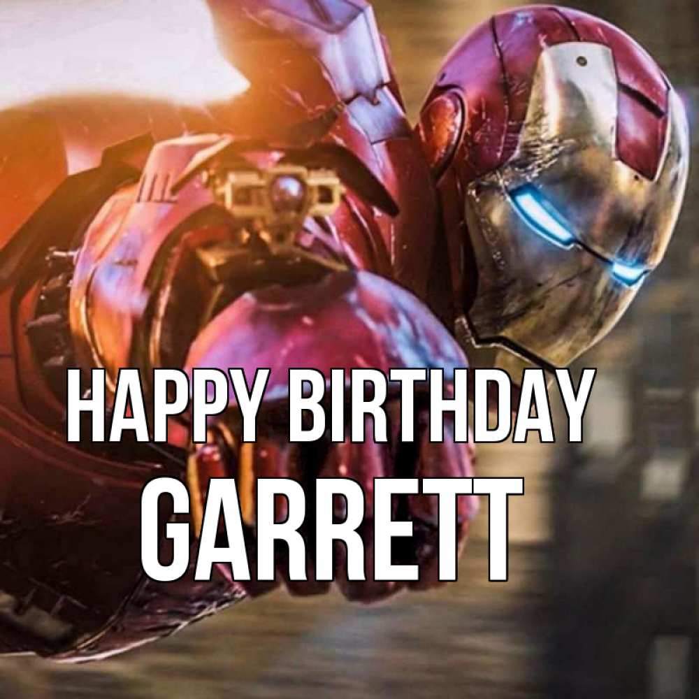Greetings card с именем, Garrett Happy Birthday марвел супергерои в костюме Greetings with text for free download 