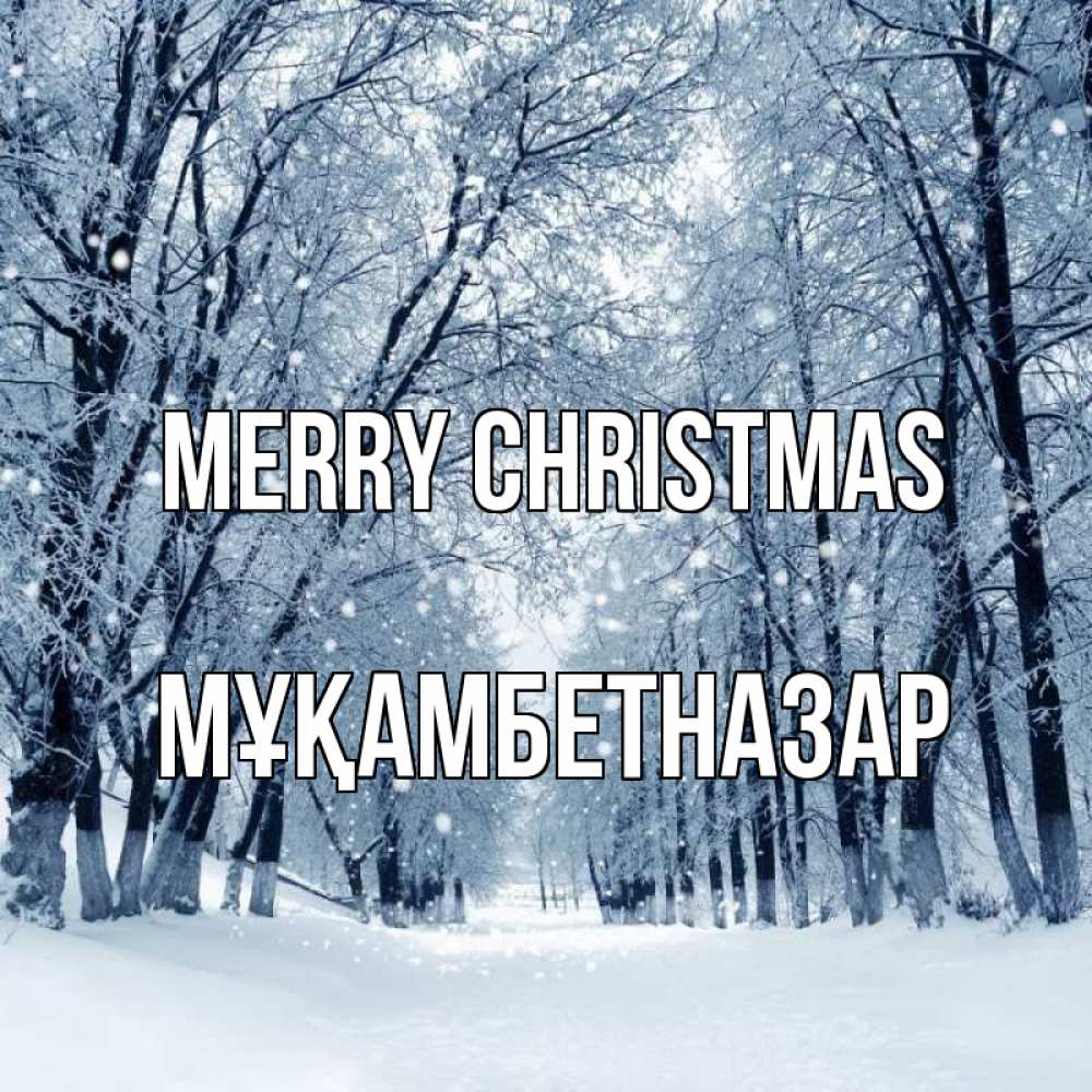 Greetings card с именем, Мұқамбетназар Merry Christmas снег, лес, парк Greetings with text for free download 
