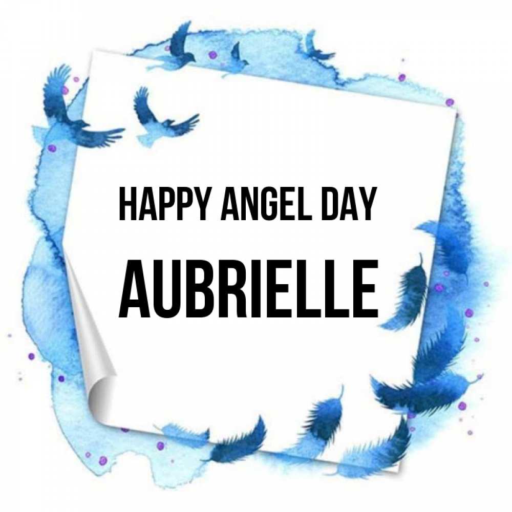 Greetings card с именем, Aubrielle happy angel day красивые птицы летят Greetings with text for free download 