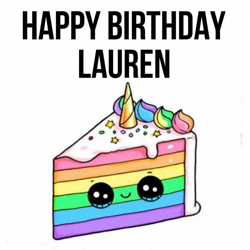 Greetings card с именем, Lauren Happy Birthday с днем варенья Greetings with text for free download 