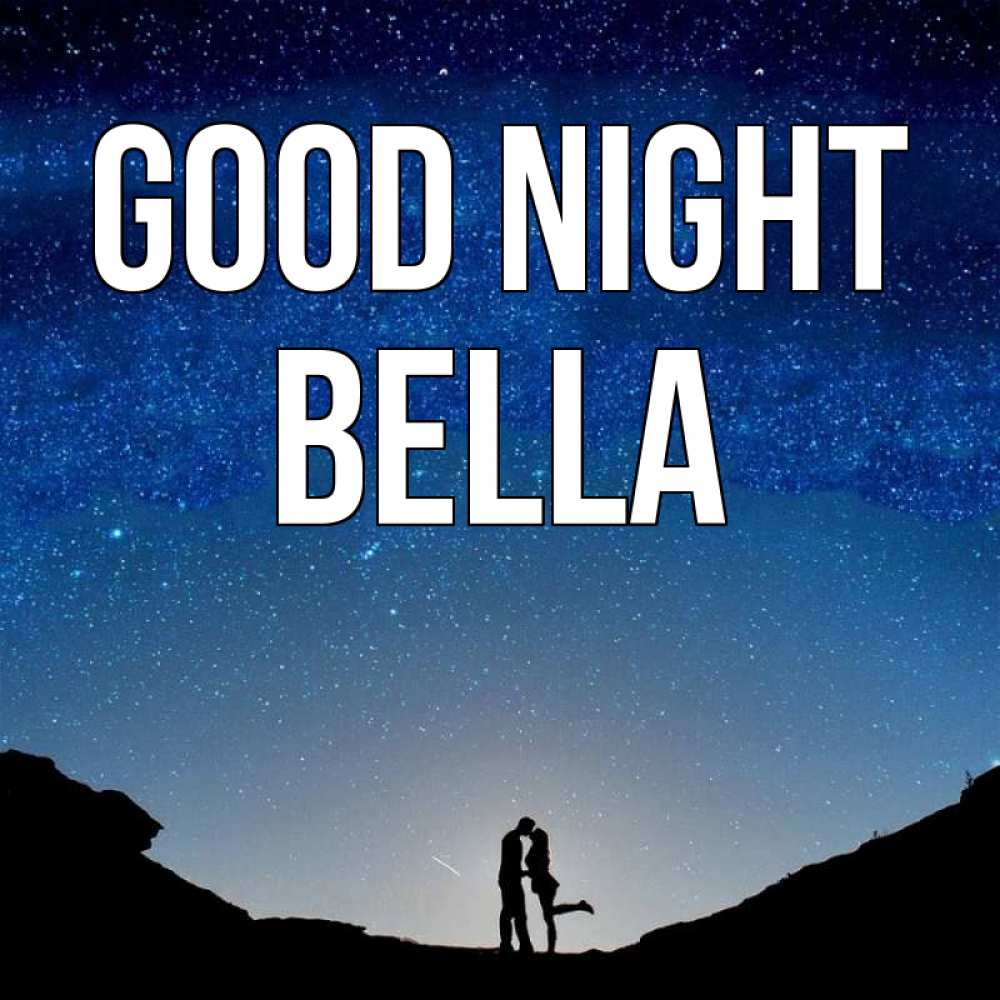 Greetings card с именем, Bella Good night звездное небо и люди Greetings with text for free download 